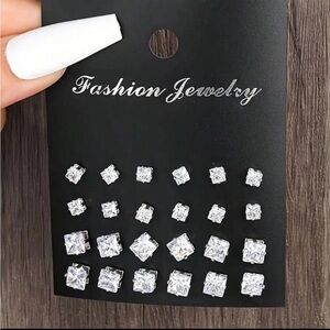 Elegant Silver Stud Earrings Set